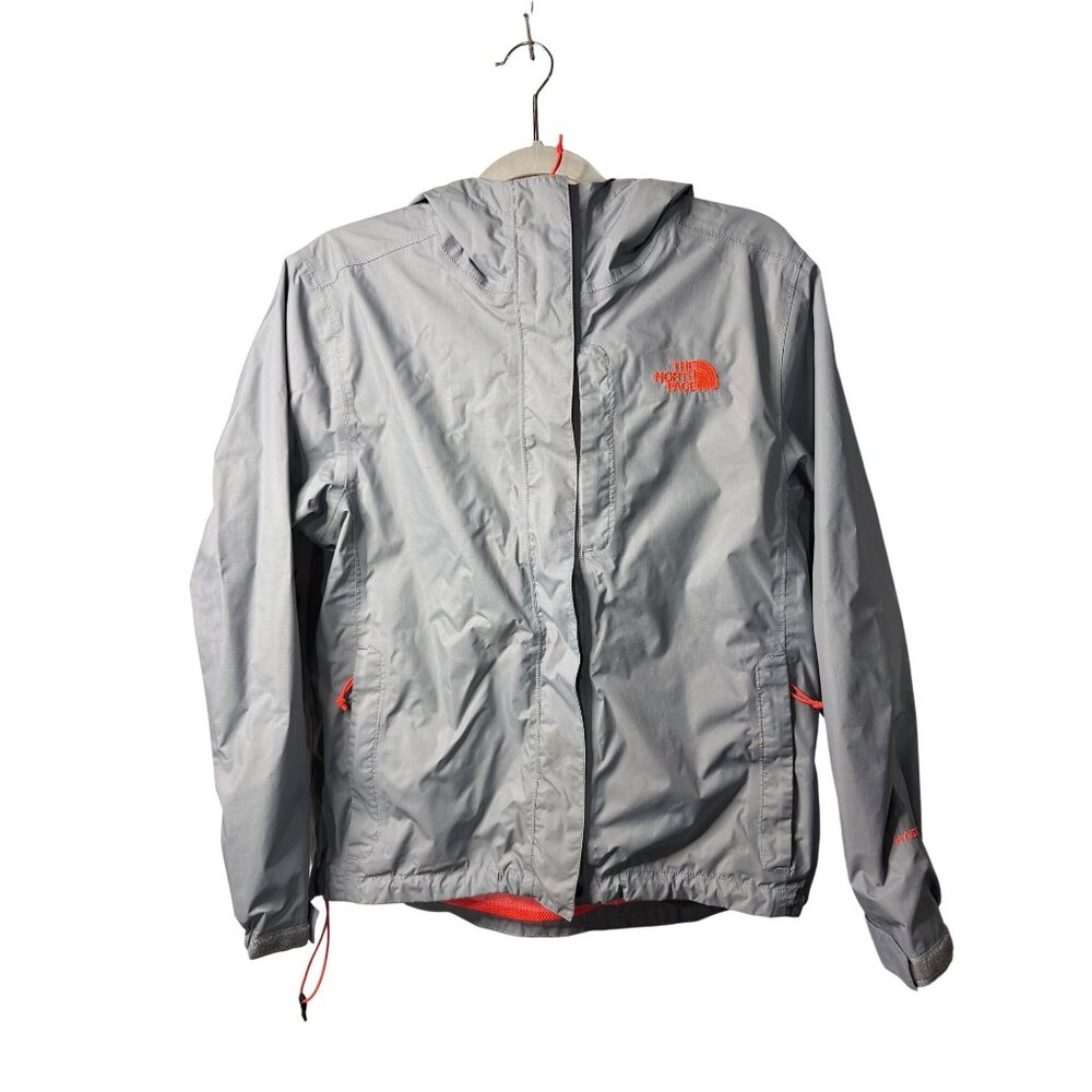 The North Face Women Medium Gray HyVent Windbreaker Hooded Full Zip Jacket Lined
